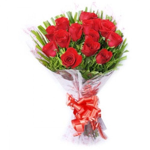 Floralbay Floralbay Red Roses Bouquet Fresh Flowers in Cellophane Wrapping Bunch of 15 