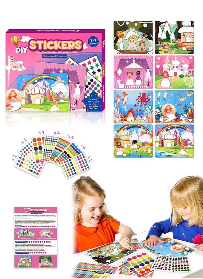 Lemon Sticker Book Kit for Kids, Unique Sticker Activity with DIY Craft Kits, Arts and Crafts for Kids Featuring Unicorns and Princesses, Crafts for Kids Ages 3-7, Toddler Sticker Paper Girl Gifts  - Image 1