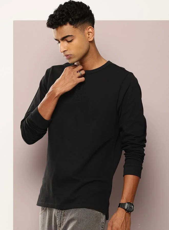 Dillinger Men Regular Fit Pique Fabric Henley T-Shirt