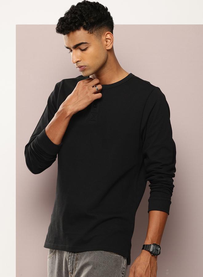 Dillinger Men Regular Fit Pique Fabric Henley T-Shirt - Image 1
