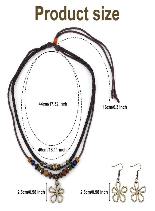 Pmeixcy 3PCS Boho Jewelry Set for Women - Wooden Bead Necklace and Earring Set, Lightweight Hippie Jewelry for Everyday Wear, Music Festivals & Gifts, Multi-Color Bohemian Accessories - Image 2