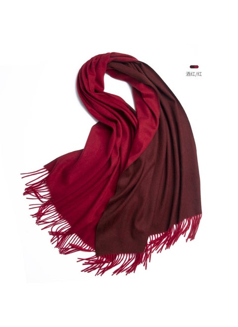 Mongolian Wool Ladies Scarf Shawl Dual-use Red-Brown double-sided