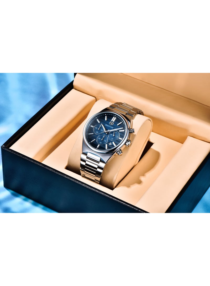 BENYAR Mens Watches Multifunction Chronograph Date Quartz Watch for Men Stainless Steel Band Wrist Watch Gift for Men Casual Business - Image 3