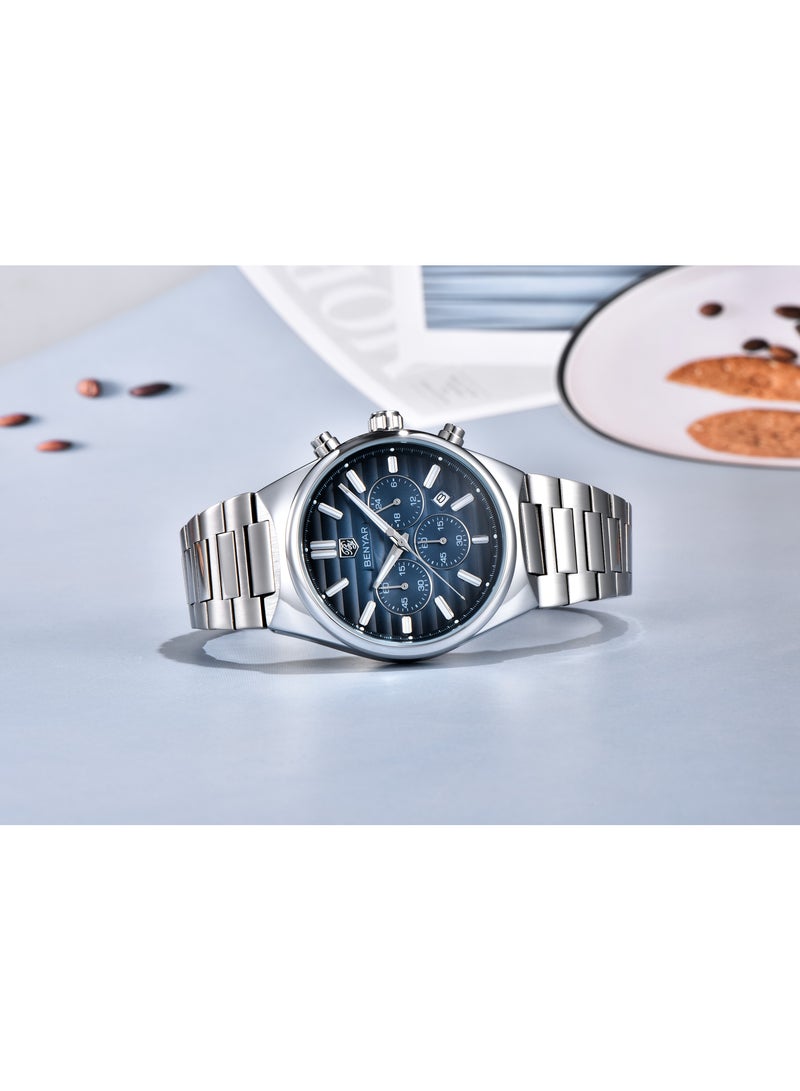 BENYAR Mens Watches Multifunction Chronograph Date Quartz Watch for Men Stainless Steel Band Wrist Watch Gift for Men Casual Business - Image 5