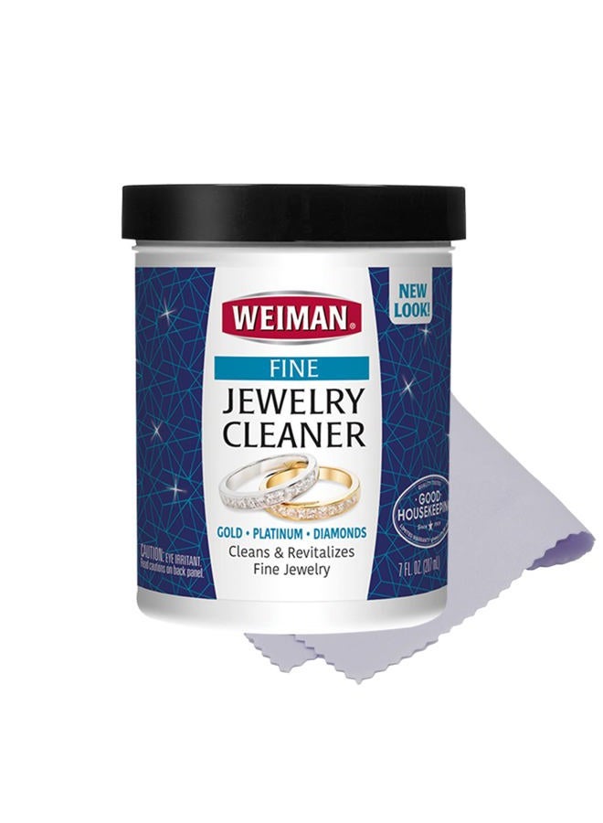 Weiman Fine Jewelry Cleaner Liquid with Cleaning Brush – Restores Shine & Brilliance to Gold, Platinum, Precious Gemstones & Diamond Jewelry, 6 Oz - Image 1