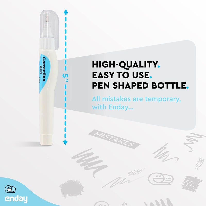 Emraw Enday Correction Pen (4 Pack) - Correction Liquid 0.2 Fl Oz (7 Ml) Metal Tip White Correction Fluid. - Image 5