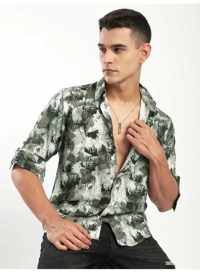 بيونغ Olive Ethereal Printed Shirt