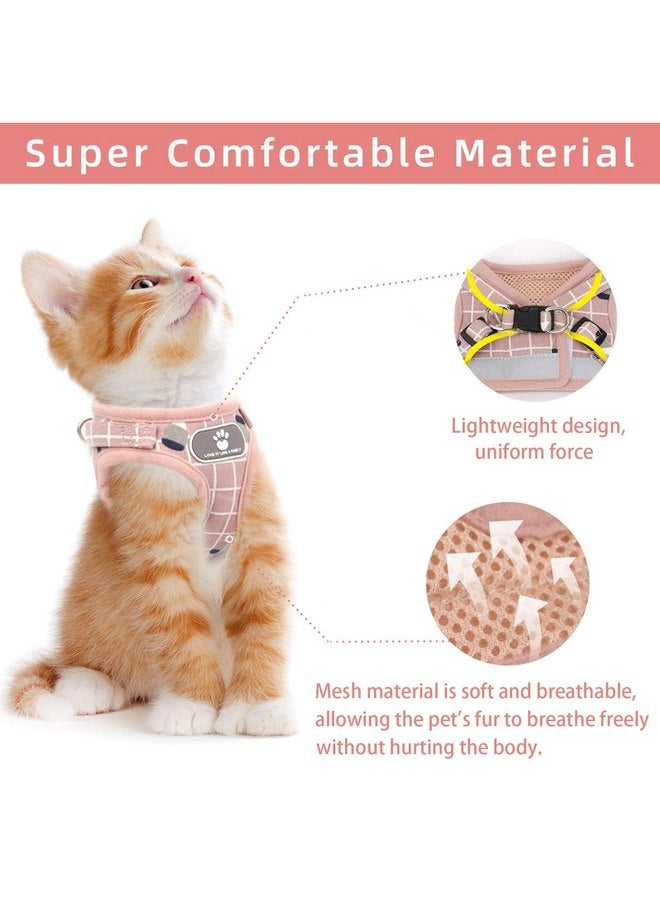NCMAMA Cat Vest Harness and Small Dog Vest Harness for Walking, All Weather Mesh Harness, Cat Vest Harness with Reflective Strap, Step in Adjustable Harness for Small Cats (Pink-Pattern, S) - Image 3