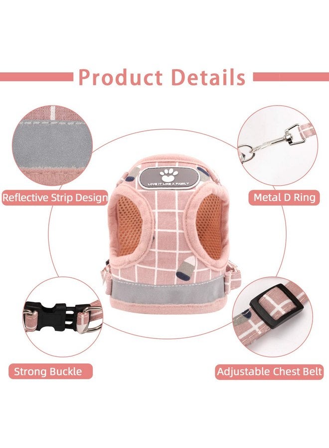 NCMAMA Cat Vest Harness and Small Dog Vest Harness for Walking, All Weather Mesh Harness, Cat Vest Harness with Reflective Strap, Step in Adjustable Harness for Small Cats (Pink-Pattern, S) - Image 5