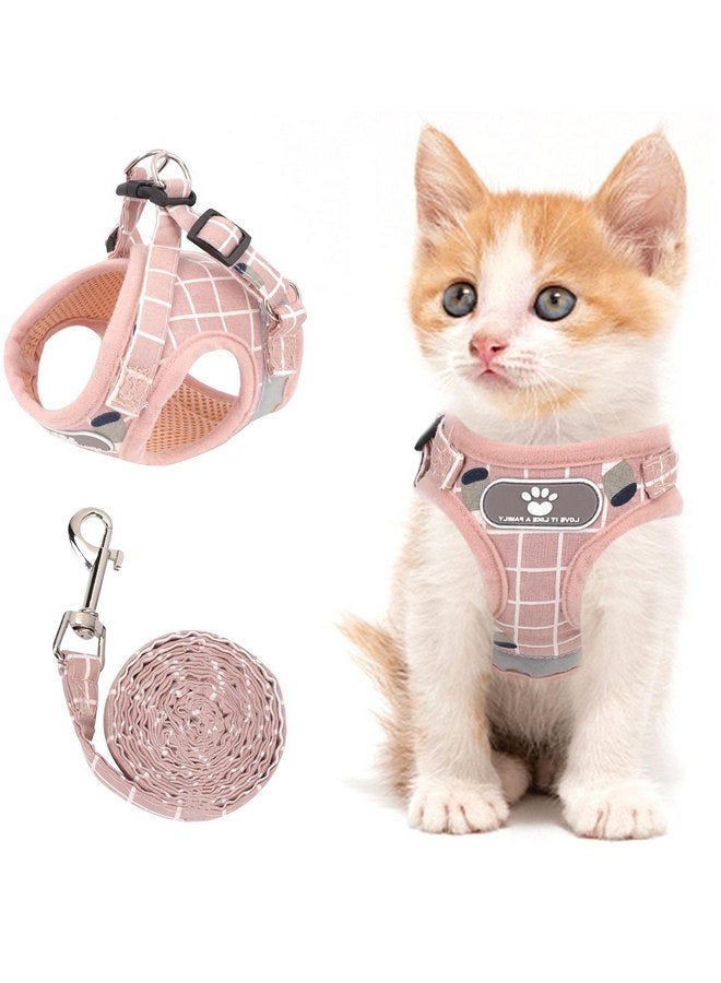 NCMAMA Cat Vest Harness and Small Dog Vest Harness for Walking, All Weather Mesh Harness, Cat Vest Harness with Reflective Strap, Step in Adjustable Harness for Small Cats (Pink-Pattern, S) - Image 1