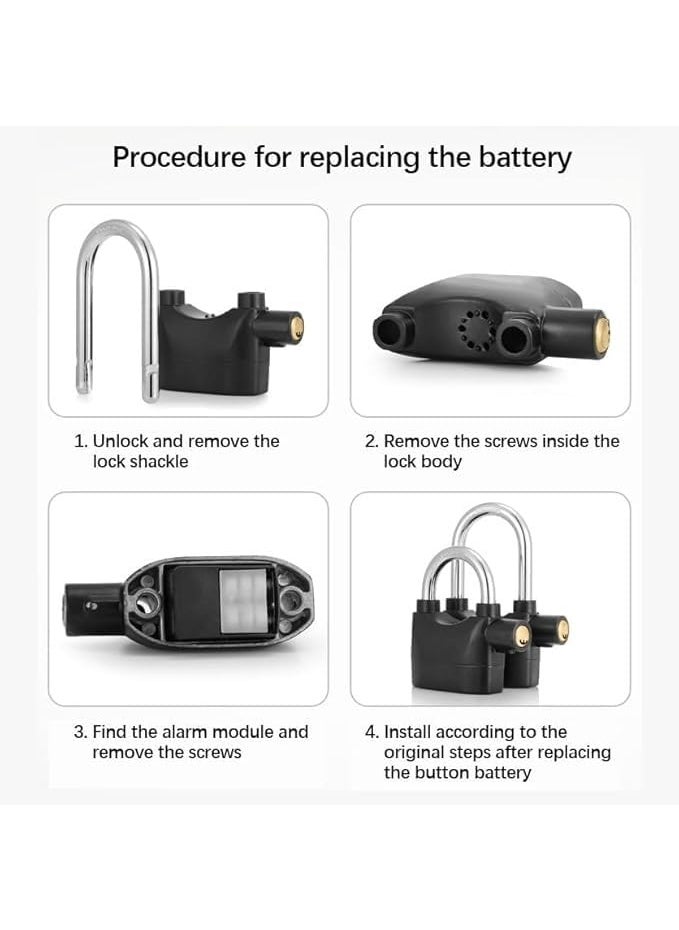 KD ZONE Motion Sensor Alarm Lock HomeWaterproof Anti Theft Lock Alarm for Home Door W 3 KeysAlarm Pad Lock for Home SafetyBikeBicycleUniversal Use 110Dba SirenBlackCarbon SteelDeadbolt