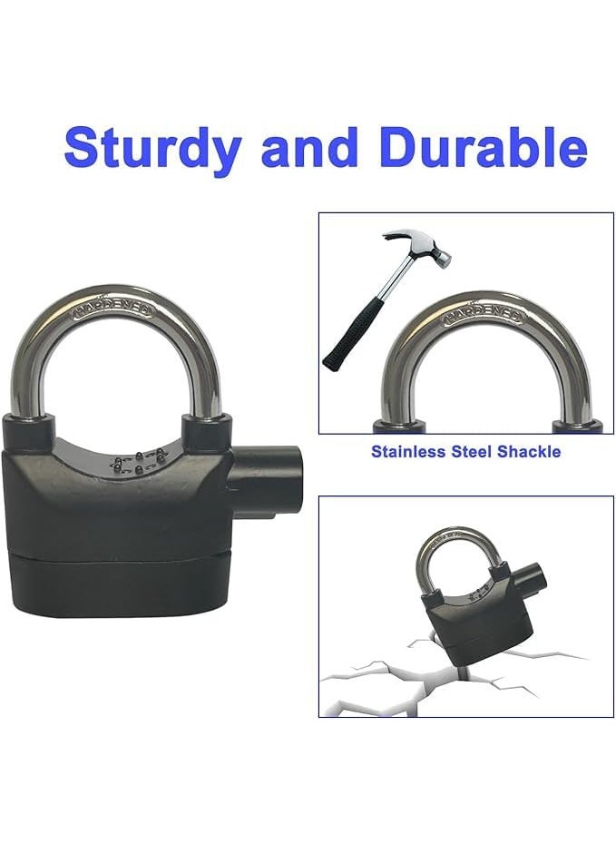 KD ZONE Motion Sensor Alarm Lock HomeWaterproof Anti Theft Lock Alarm for Home Door W 3 KeysAlarm Pad Lock for Home SafetyBikeBicycleUniversal Use 110Dba SirenBlackCarbon SteelDeadbolt