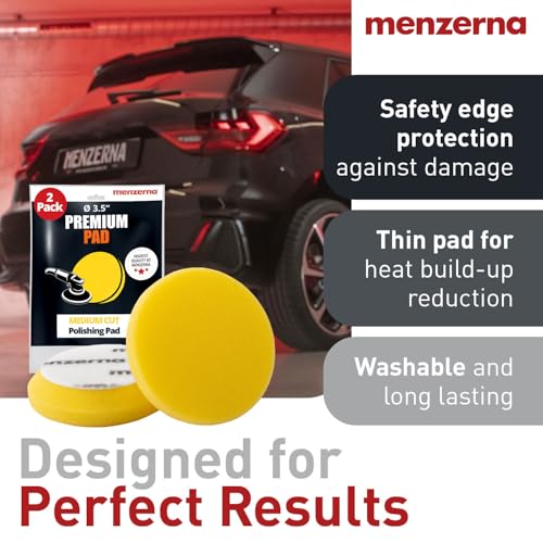 menzerna 3.5 Inch 2X Premium Polishing Pads Medium Cut for Medium Fine Polishing I Body Repair & Detailing Pads with Safety Edge & Velcro Attachment I Washable & Long Lasting - Image 2