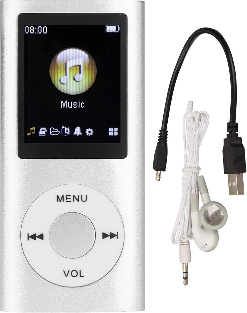 klarako MP3 Music Player, Superior Sound Stylish Multifunctional Lossless Sound Slim 1.8 Inch LCD Screen Portable MP3 Music Player with Charging Cable and Earphone (Silver) - Image 5