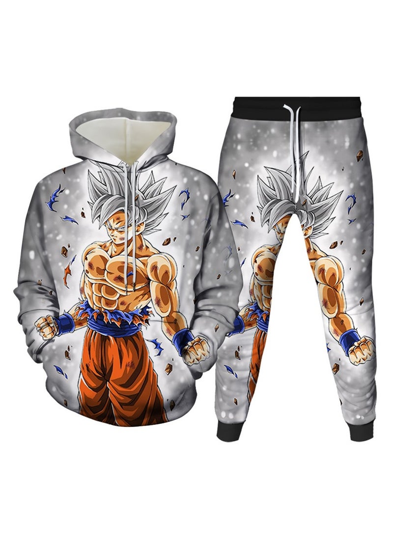 KUYING New Dragon Ball Print Hooded Pullover Ankle Binding Pants Sports Two-Piece Set  - Image 1