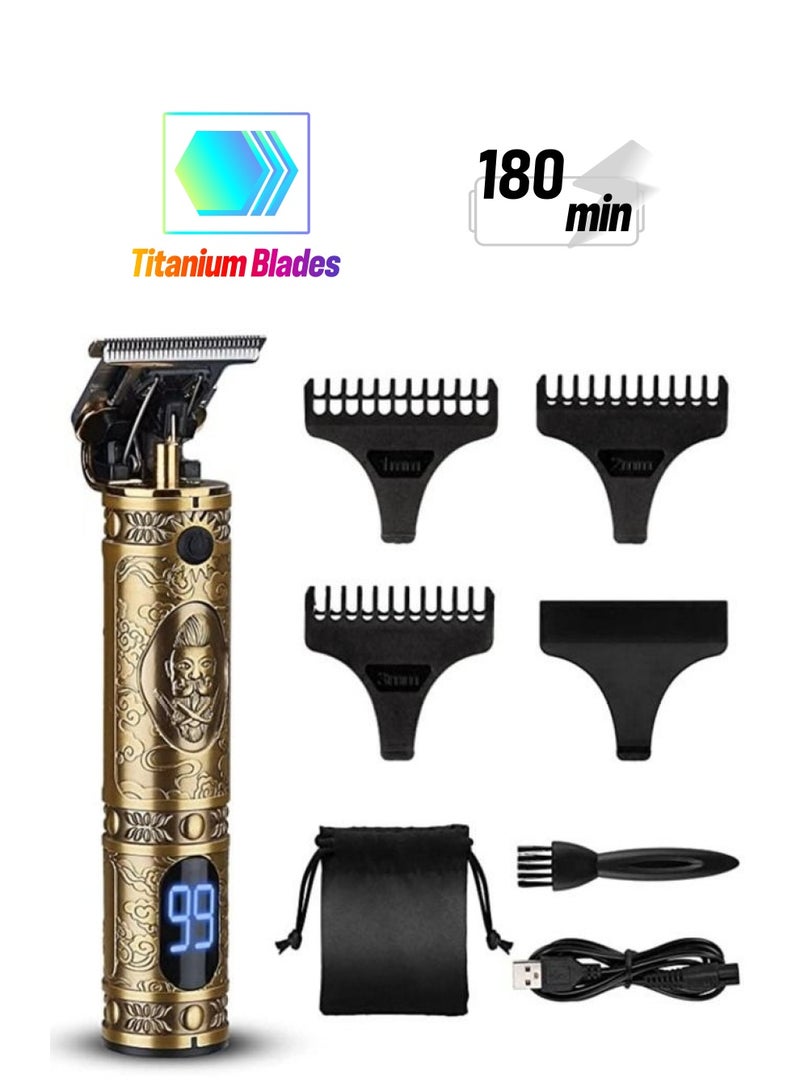 ELTRAZONE Professional Mens Hair Trimmers, Cordless Rechargeable Beard Trimmer T-Blade Hair Clippers for Men, 0mm Zero Gapped Baldhead Shaver with 3 Combs - Image 1