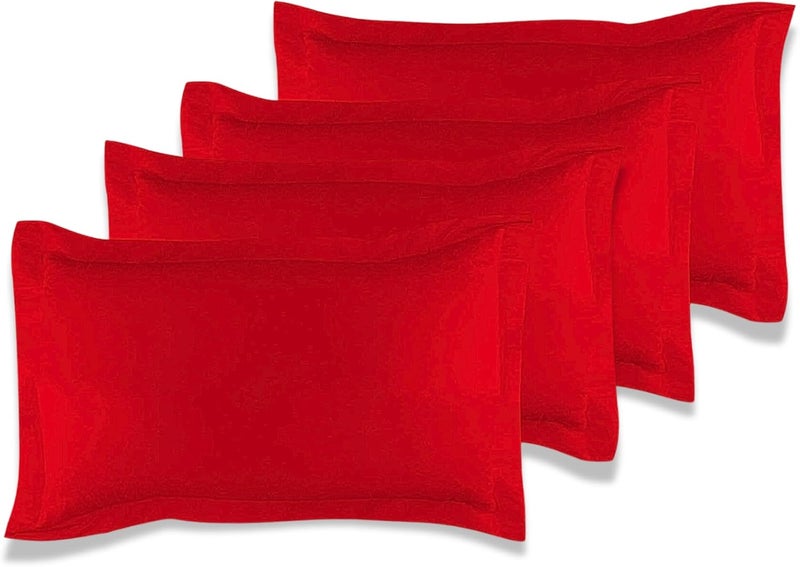 MUSA MUSA® Cotton Pillow Cover Shams - Washable Pillowcases for Sofa Cushions, Bedrooms & Dorm Decor | Hotel Quality Pillow Covers with Envelope Closure & 5cm Side Frame (4, Red, 50 x 70cm) - Image 1