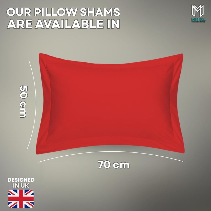 MUSA MUSA® Cotton Pillow Cover Shams - Washable Pillowcases for Sofa Cushions, Bedrooms & Dorm Decor | Hotel Quality Pillow Covers with Envelope Closure & 5cm Side Frame (4, Red, 50 x 70cm) - Image 2