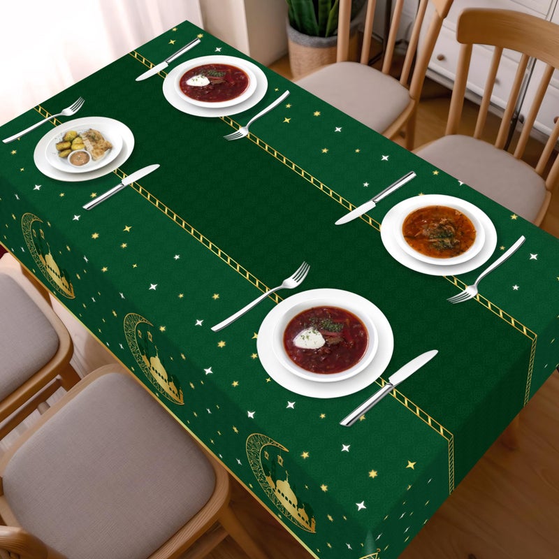 Childom 3 Pack Ramadan Table Cloth,Ramadan Decorations for Home,54" x 108" Eid Mubarak Decorations,Eid Ramadan Tablecloths Rectangular,Green Plastic Table Cloth Disposable Table Cover for Party Favors - Image 2
