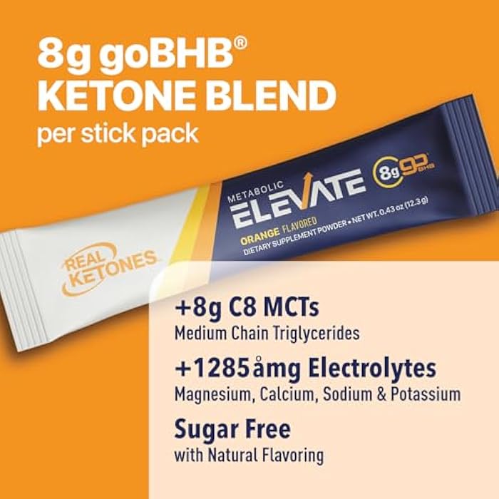Real Ketones مشروبات مزيج كيتونات MCT و BHB الخارجية من ريل كيتونز - عبوات 7 حبة برتقالية، مسحوق إلكتروليتات كيتو بدون سكر مع 4 إلكتروليتات رئيسية بالإضافة إلى كيتو BHB المرطب الخاص - Image 4
