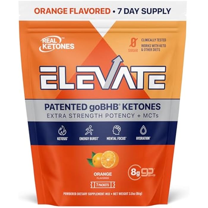 Real Ketones مشروبات مزيج كيتونات MCT و BHB الخارجية من ريل كيتونز - عبوات 7 حبة برتقالية، مسحوق إلكتروليتات كيتو بدون سكر مع 4 إلكتروليتات رئيسية بالإضافة إلى كيتو BHB المرطب الخاص - Image 1
