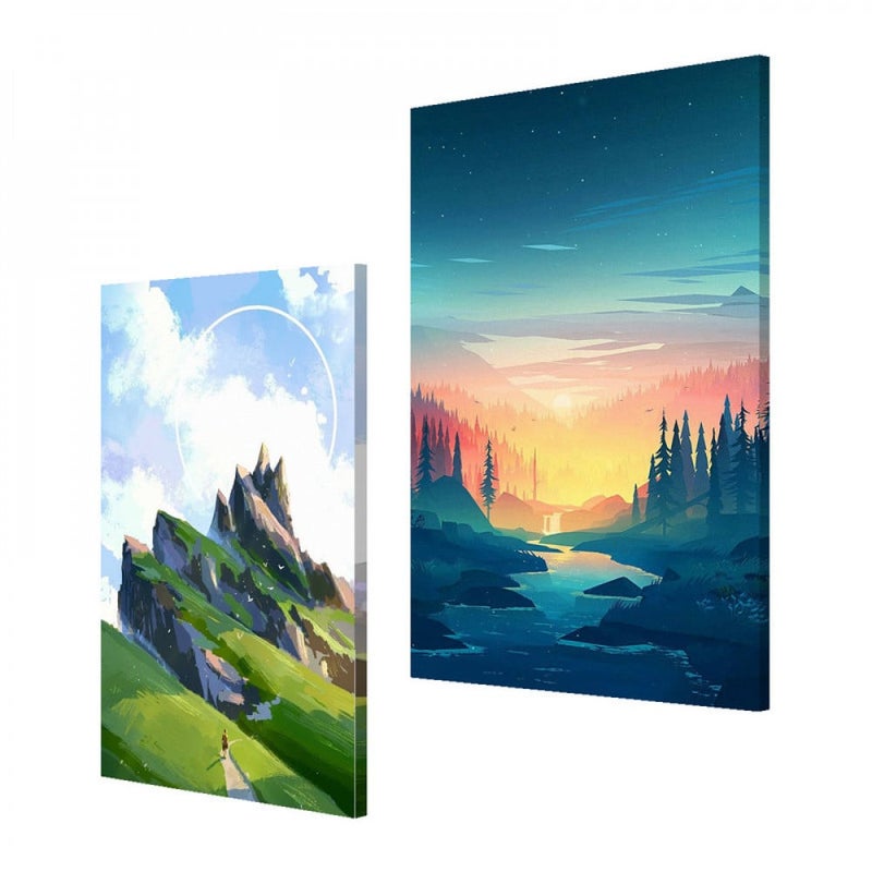 Marktna Two-piece canvas painting with a nature design - Image 2