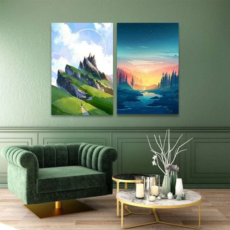 Marktna Two-piece canvas painting with a nature design - Image 1