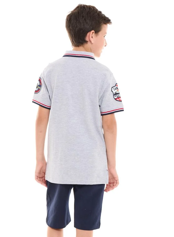 فكتور اند جين Embroidered Detail Polo T-Shirt & Shorts Set by Styli