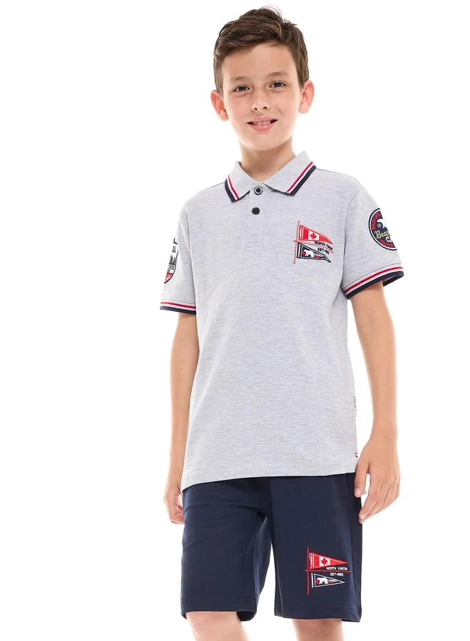 فكتور اند جين Embroidered Detail Polo T-Shirt & Shorts Set by Styli