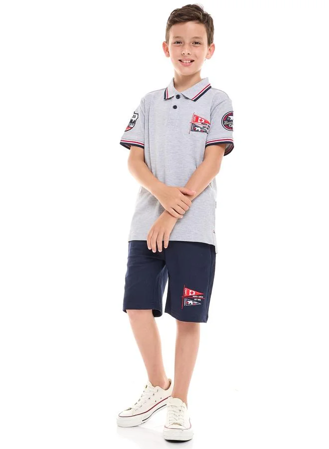 فكتور اند جين Embroidered Detail Polo T-Shirt & Shorts Set by Styli