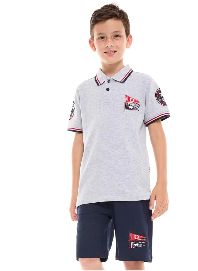 victor and jane Embroidered Detail Polo T-Shirt & Shorts Set by Styli