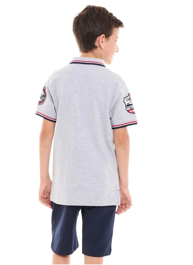 victor and jane Embroidered Detail Polo T-Shirt & Shorts Set by Styli