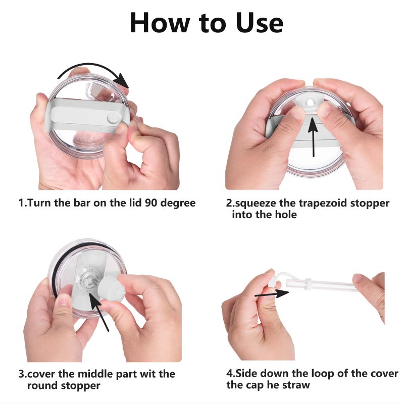 DUNLAGUE مجموعة سدادة تسرب السيليكون متوافقة مع ستانلي كأس 2.0 30 أوقية و 40 أوقية مع غطاء القش (مجموعة من 2 الصقيع) - Image 5