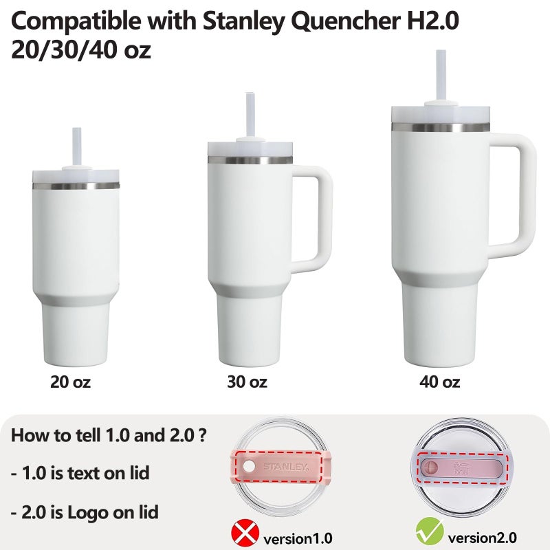 DUNLAGUE مجموعة سدادة تسرب السيليكون متوافقة مع ستانلي كأس 2.0 30 أوقية و 40 أوقية مع غطاء القش (مجموعة من 2 الصقيع) - Image 4