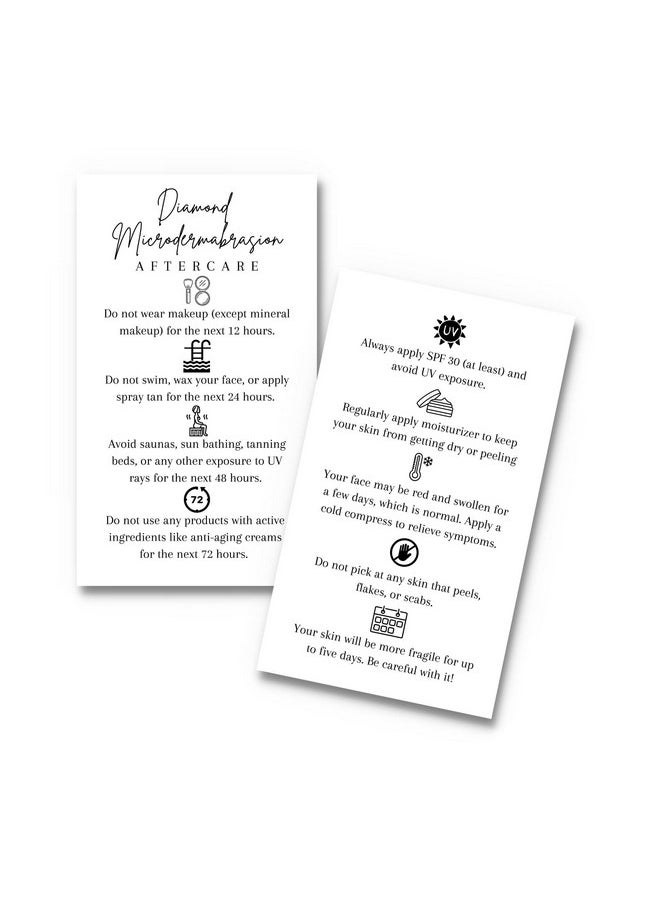 Lashicorn Diamond Microdermabrasion Aftercare Cards 50 Pack 2X3.5” Inch Business Card Esthetician Supplies Minimalist White Card Design  - Image 1