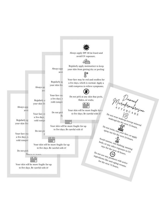 Lashicorn Diamond Microdermabrasion Aftercare Cards 50 Pack 2X3.5” Inch Business Card Esthetician Supplies Minimalist White Card Design  - Image 5