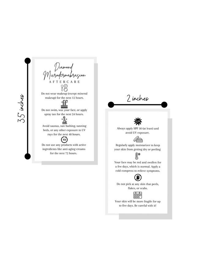 Lashicorn Diamond Microdermabrasion Aftercare Cards 50 Pack 2X3.5” Inch Business Card Esthetician Supplies Minimalist White Card Design  - Image 3