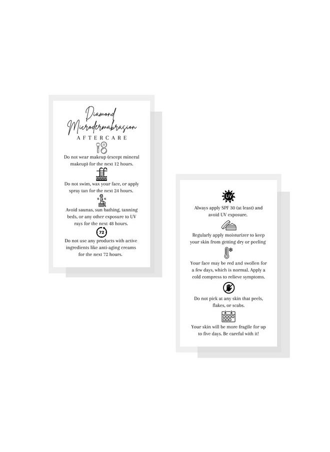 Lashicorn Diamond Microdermabrasion Aftercare Cards 50 Pack 2X3.5” Inch Business Card Esthetician Supplies Minimalist White Card Design  - Image 2