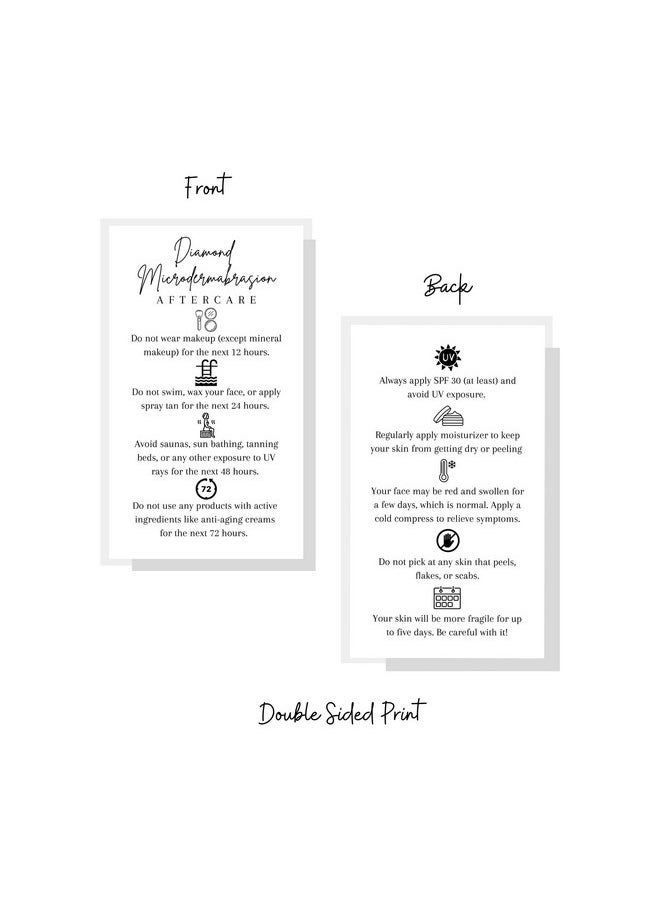 Lashicorn Diamond Microdermabrasion Aftercare Cards 50 Pack 2X3.5” Inch Business Card Esthetician Supplies Minimalist White Card Design  - Image 4