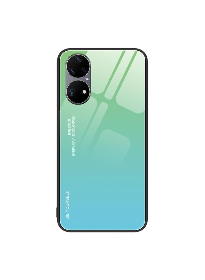 زبون جراب لهاتف Huawei P50 Pro، جراب زجاجي متدرج الألوان - Image 1