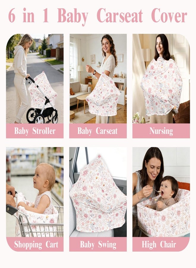 WINGHENLEE Baby Car Seat Cover for Boys Girls, Breathable Infant Carseat Canopy, Summer Lightweight Sunshade Carrier Cover for Newborn, Nursing Cover & Shopping Cart Cover, Pink Floral - Image 4