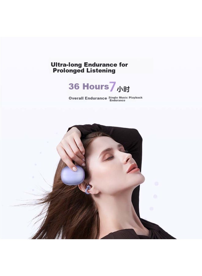 Honor Pick Honor Choice Lchse Clip-On Earphones 2 Honor Earphones Bluetooth Earphones Dual Mic Noise Reduction Long Battery Life Comfortable Suitable For Honor Huawei Xiaomi Phones Monet Purple - Image 5