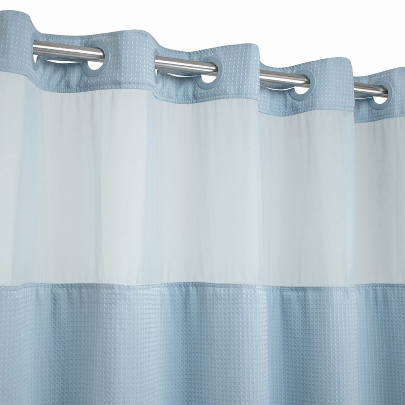 River Dream Heavyweight No Hooks Required Dotted Waffle Weave Shower Curtain with Snap in Liner -Extra Long 71W x 86H,Hotel Grade,Spa Like Bath Curtain,Blue - Image 3