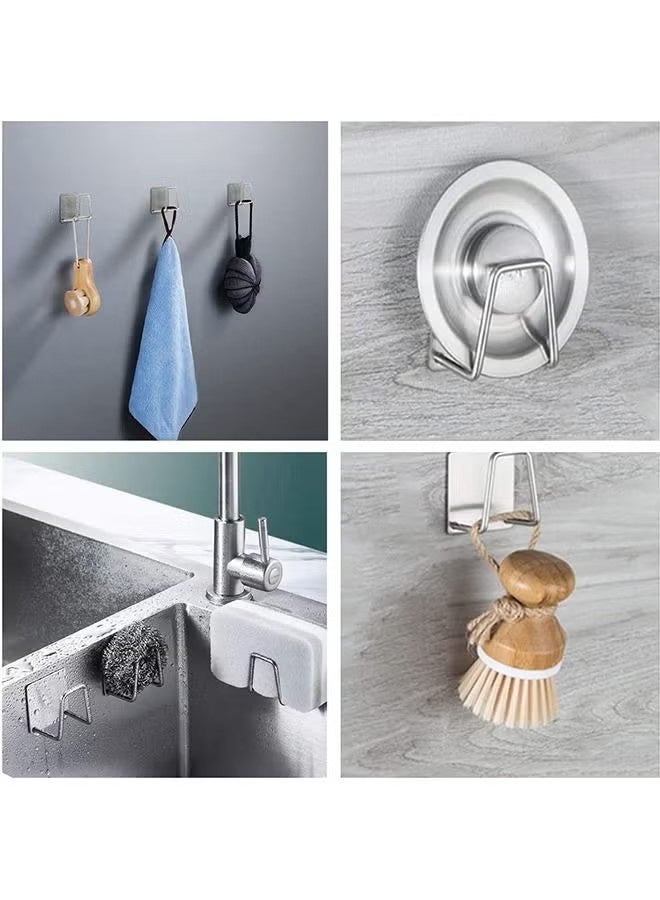 واي جيه حامل إسفنجة بتصميم 4 قطع للتركيب اللاصق لمغسلة المطبخ، حامل إسفنجة من الفولاذ المقاوم للصدأ 304 لإكسسوارات مطبخ المغسلة - Image 5