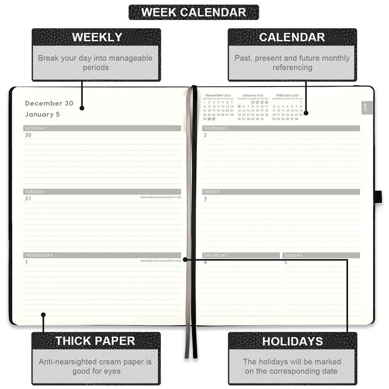 Lemome 2026 Planner - Weekly & Monthly Planner 2026 with Pen Loop, to Achieve Your Goals & Improve Productivity, January - December 2026, Thick Paper, Inner Pocket, 8.5" x 11" - Black - Image 5