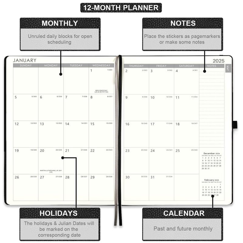 Lemome 2026 Planner - Weekly & Monthly Planner 2026 with Pen Loop, to Achieve Your Goals & Improve Productivity, January - December 2026, Thick Paper, Inner Pocket, 8.5" x 11" - Black - Image 4