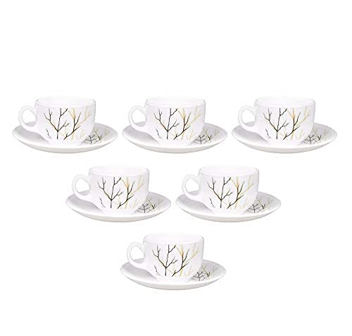 La Opala LaOpala Diva Golden Fall Tea & Coffee Cup & Saucers 160 ML Set of 6. (White) - Image 3