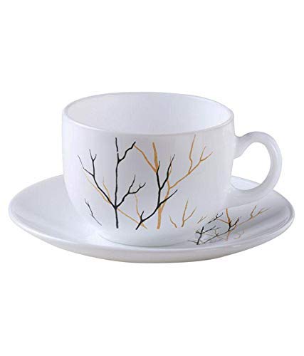 La Opala LaOpala Diva Golden Fall Tea & Coffee Cup & Saucers 160 ML Set of 6. (White) - Image 2