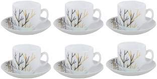 La Opala LaOpala Diva Golden Fall Tea & Coffee Cup & Saucers 160 ML Set of 6. (White) - Image 5