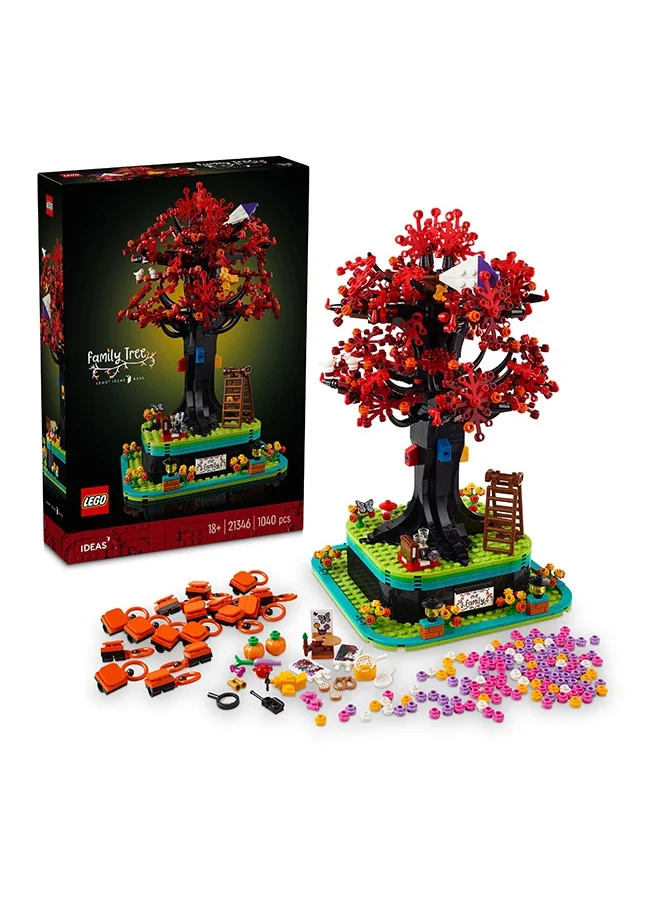 LEGO 21346 Ideas Family Tree, Gift Idea, Home Office Decor, Display Stand For Photos And Keepsake Items, Creative Building Set For Adults, Relaxing Activity (1,040 Pieces)